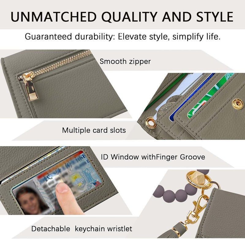 Sunpour Store Keychain Wallet RFID Wristlet Wallets for Women,Small Wallets Woman Key Chain Wallet with Coin Pocket and Id Window - Image 4